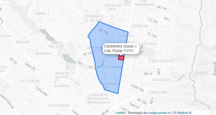 ZIP Code Locality Canódromo in Suba, Bogotá