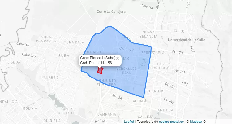 CEP Bairro Casa Blanca I em Suba, Bogotá