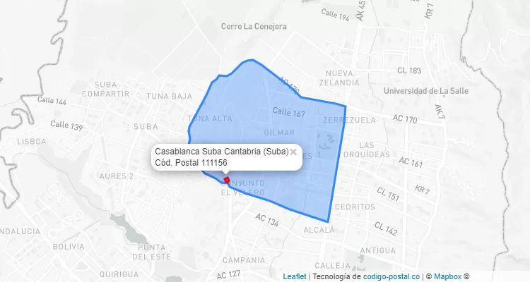 ZIP Code Locality Casablanca Suba Cantabria in Suba, Bogotá