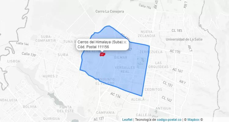 CEP Bairro Cerros del Himalaya em Suba, Bogotá