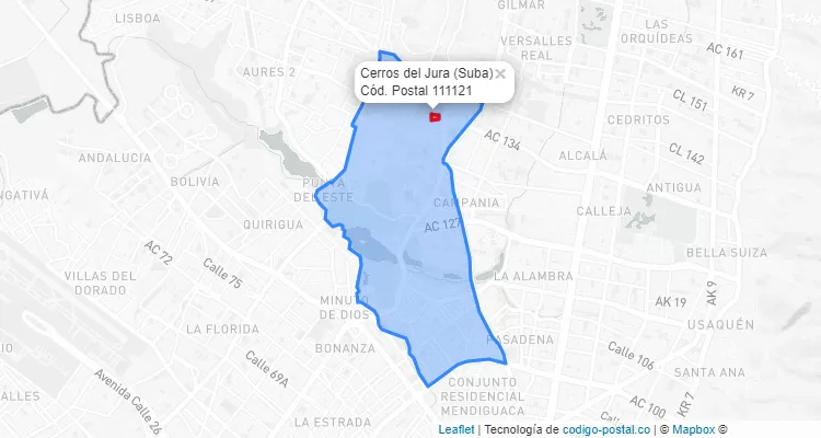 CEP Bairro Cerros del Jura em Suba, Bogotá