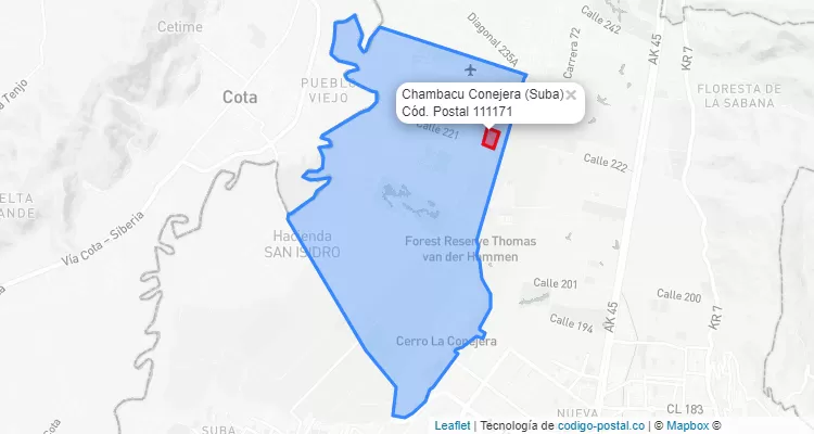 CEP Bairro Chambacu Conejera em Suba, Bogotá