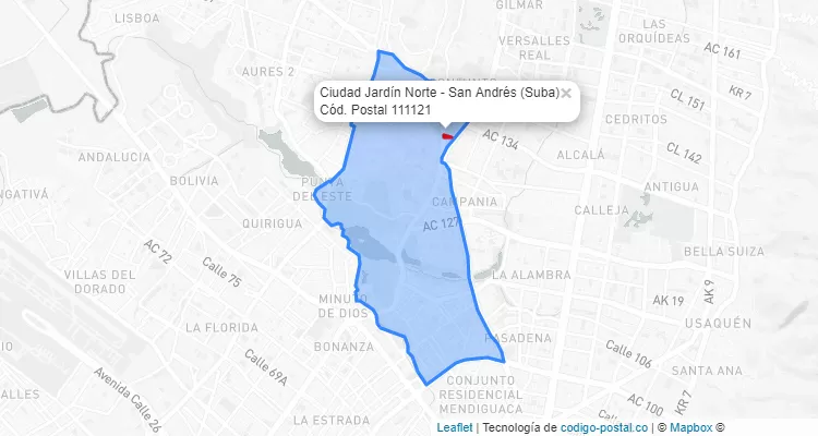 Código Postal Barrio Ciudad Jardín Norte - San Andrés en Suba, Bogotá