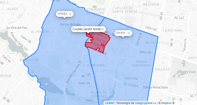 CEP Bairro Ciudad Jardín Norte em Suba, Bogotá