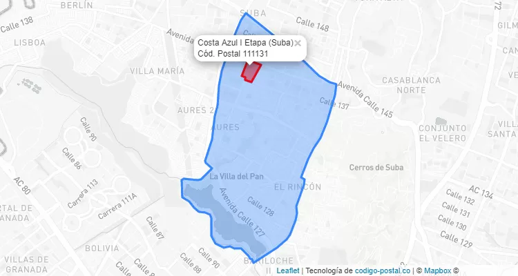 CEP Bairro Costa Azul I Etapa em Suba, Bogotá