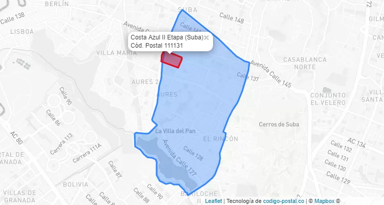 CEP Bairro Costa Azul II Etapa em Suba, Bogotá