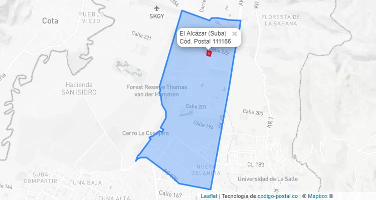 CEP Bairro El Alcázar em Suba, Bogotá