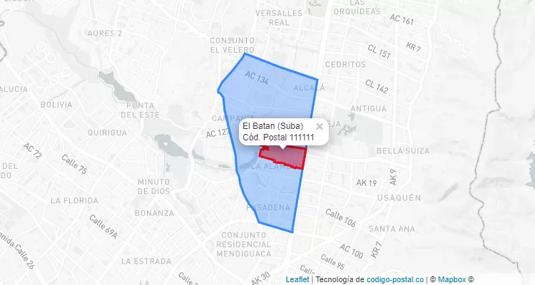 CEP Bairro El Batan em Suba, Bogotá
