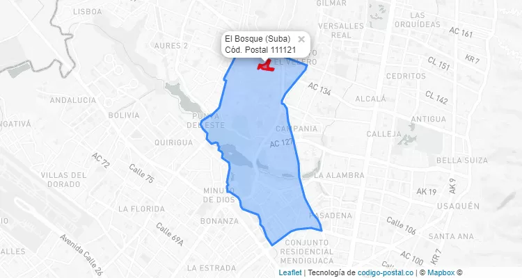 CEP Bairro El Bosque  em Suba, Bogotá