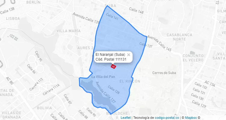 CEP Bairro El Naranjal em Suba, Bogotá