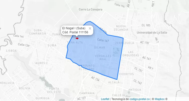 ZIP Code Locality El Nogal I in Suba, Bogotá