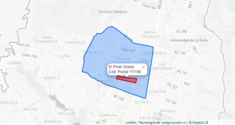 CEP Bairro El Pinar em Suba, Bogotá