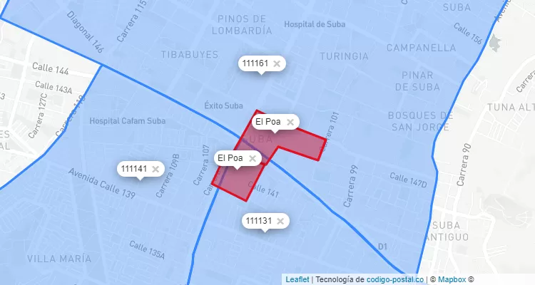 ZIP Code Locality El Poa in Suba, Bogotá
