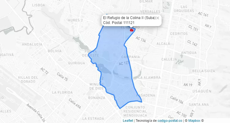 CEP Bairro El Refugio de la Colina II em Suba, Bogotá