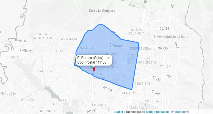 CEP Bairro El Retazo em Suba, Bogotá