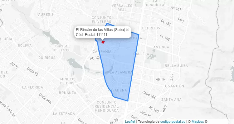 CEP Bairro El Rincón de las Villas em Suba, Bogotá