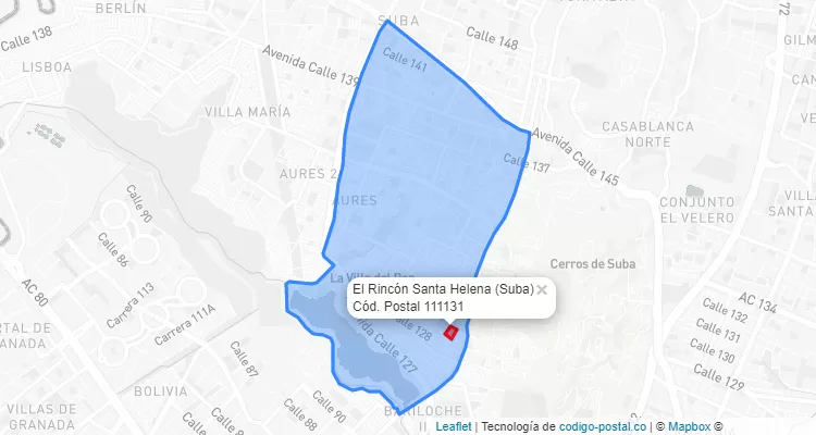 CEP Bairro El Rincón Santa Helena em Suba, Bogotá