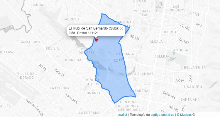 CEP Bairro El Rubí de San Bernardo em Suba, Bogotá