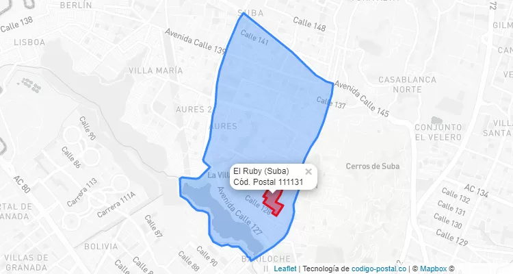 CEP Bairro El Ruby em Suba, Bogotá