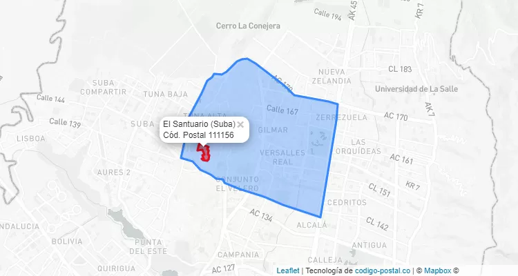 CEP Bairro El Santuario em Suba, Bogotá