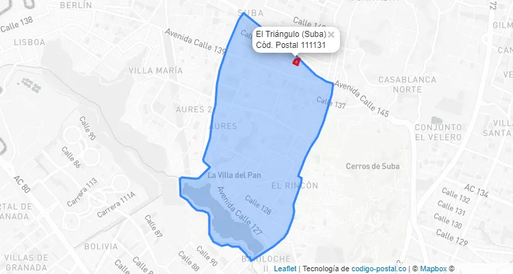 CEP Bairro El Triángulo  em Suba, Bogotá