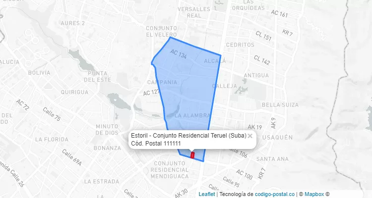 Código Postal Barrio Estoril - Conjunto Residencial Teruel en Suba, Bogotá