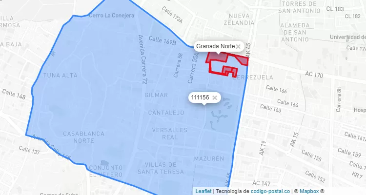 CEP Bairro Granada Norte em Suba, Bogotá