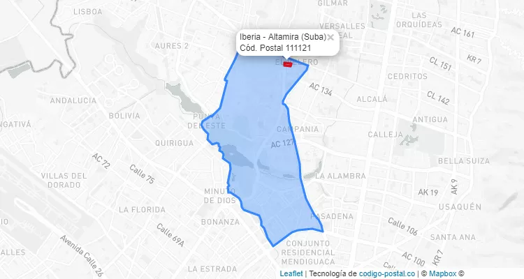 ZIP Code Locality Iberia - Altamira in Suba, Bogotá