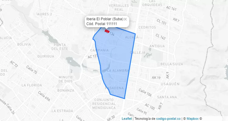 ZIP Code Locality Iberia El Poblar in Suba, Bogotá