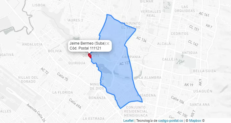 CEP Bairro Jaime Bermeo em Suba, Bogotá