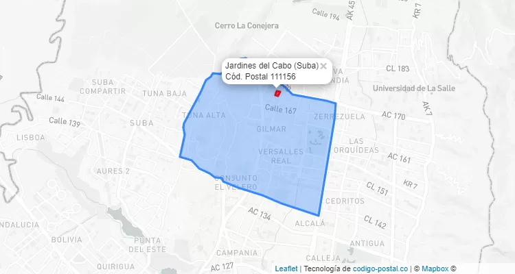 ZIP Code Locality Jardines del Cabo in Suba, Bogotá