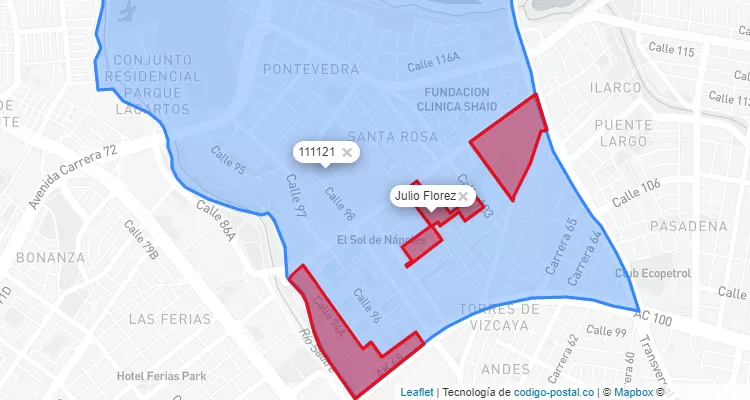 ZIP Code Locality Julio Florez in Suba, Bogotá