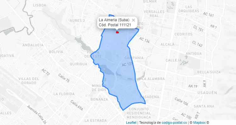ZIP Code Locality La Almeria in Suba, Bogotá