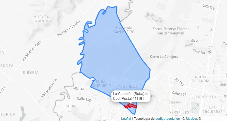 CEP Bairro La Campiña em Suba, Bogotá