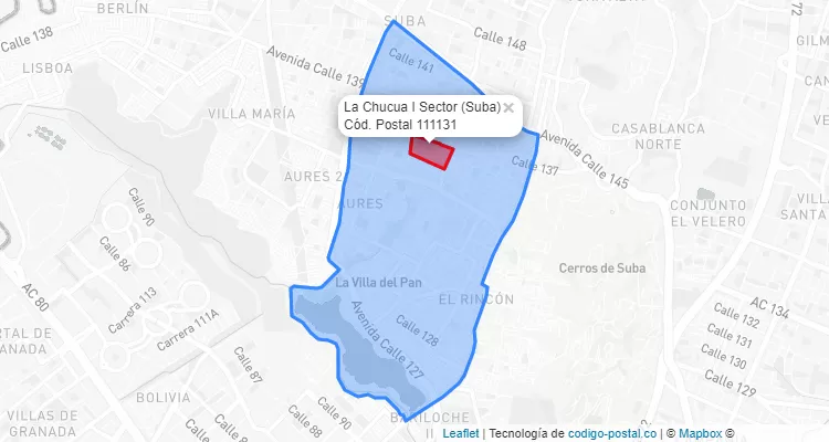 ZIP Code Locality La Chucua I Sector in Suba, Bogotá