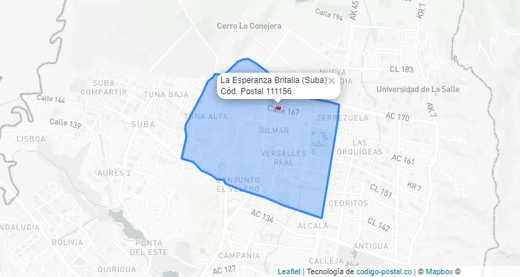 CEP Bairro La Esperanza Britalia em Suba, Bogotá