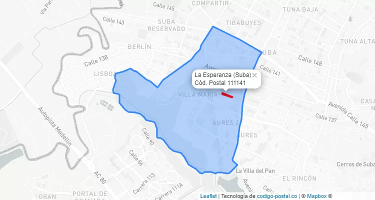 CEP Bairro La Esperanza em Suba, Bogotá