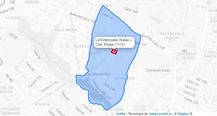 CEP Bairro La Estanzuela em Suba, Bogotá