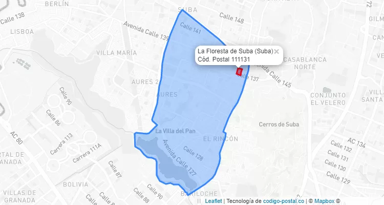 CEP Bairro La Floresta de Suba em Suba, Bogotá