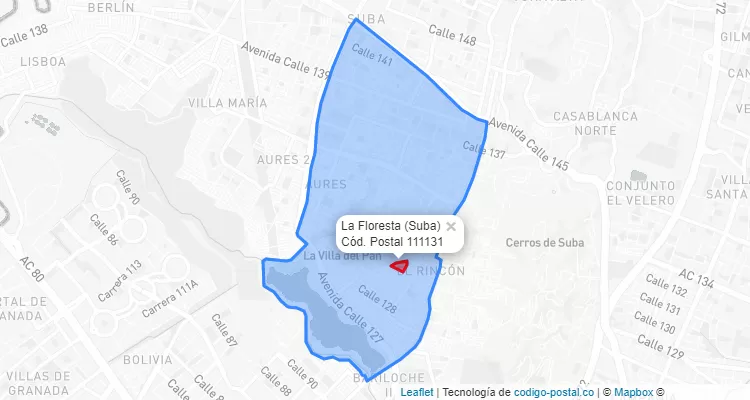 Código Postal Barrio La Floresta en Suba, Bogotá