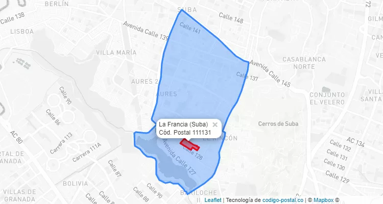 CEP Bairro La Francia em Suba, Bogotá