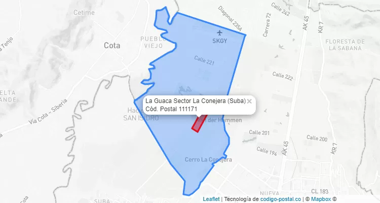 CEP Bairro La Guaca Sector La Conejera em Suba, Bogotá