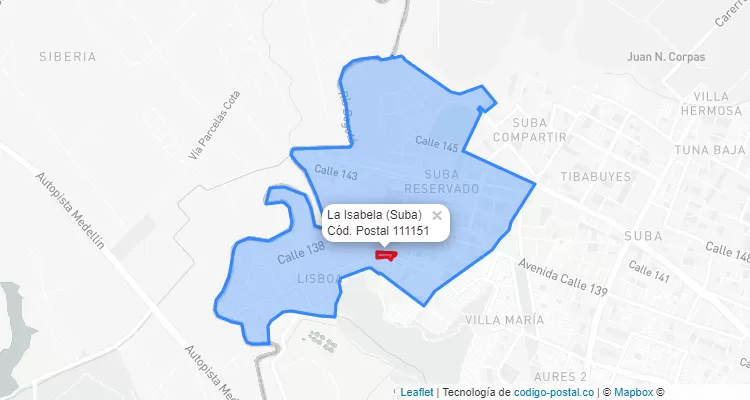 CEP Bairro La Isabela em Suba, Bogotá
