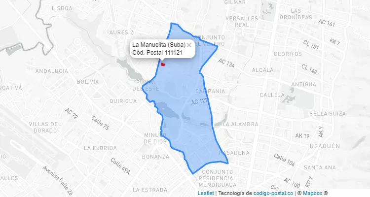 ZIP Code Locality La Manuelita in Suba, Bogotá