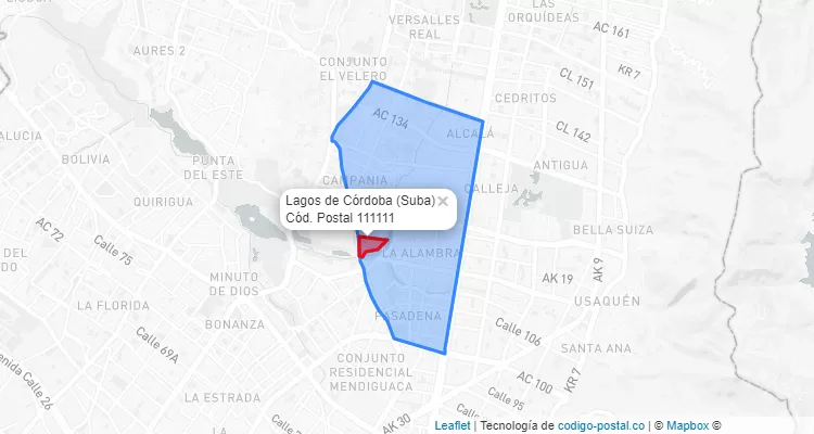 CEP Bairro Lagos de Córdoba em Suba, Bogotá