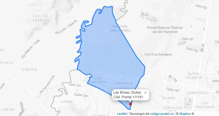 CEP Bairro Las Brisas em Suba, Bogotá