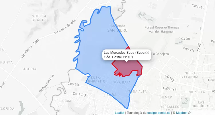 CEP Bairro Las Mercedes Suba em Suba, Bogotá