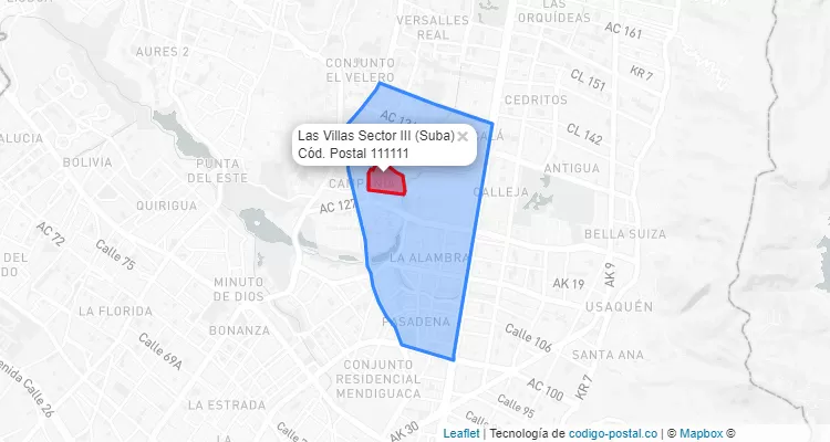 CEP Bairro Las Villas Sector III em Suba, Bogotá