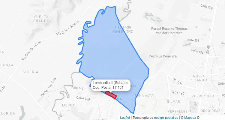 CEP Bairro Lombardia II em Suba, Bogotá