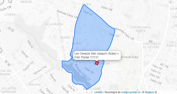 CEP Bairro Los Cerezos San Joaquín em Suba, Bogotá